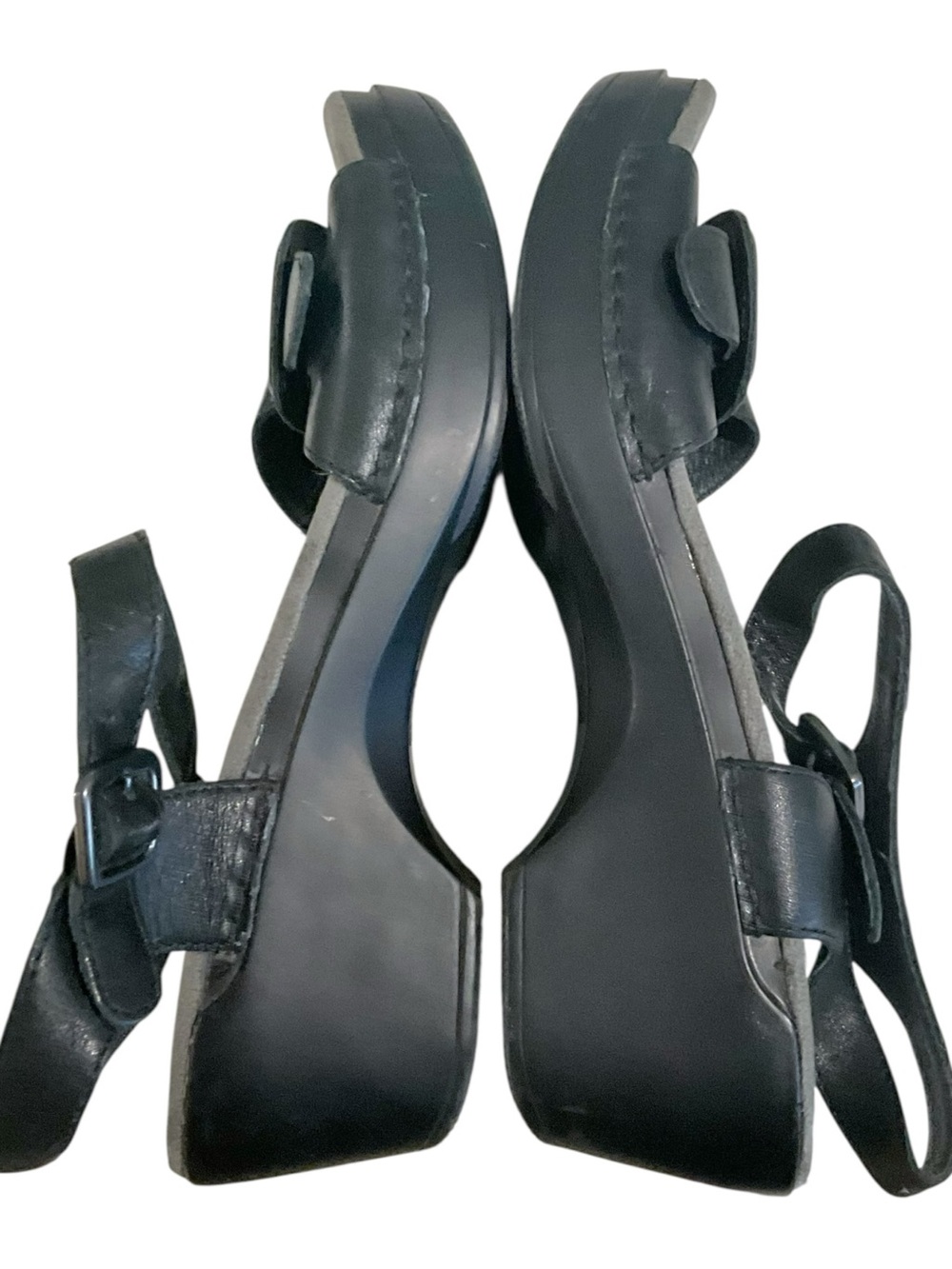 Dansko Sue Sandals Women's 40 / 9.5 Black Leather Comfort Platform Buckle - Picture 6 of 11